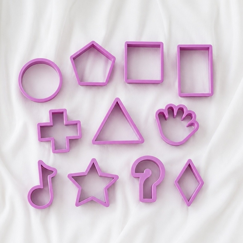 11 Pc Geometric Cookie Cutter Set Plastic‎ Sandwich Cutters Kids Shapes